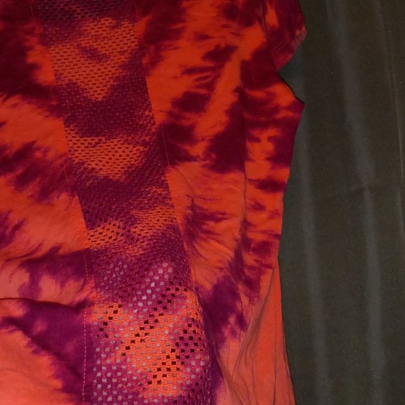 Tie Dye T Shirt Orange and Purple Design - Picture 3 of 5